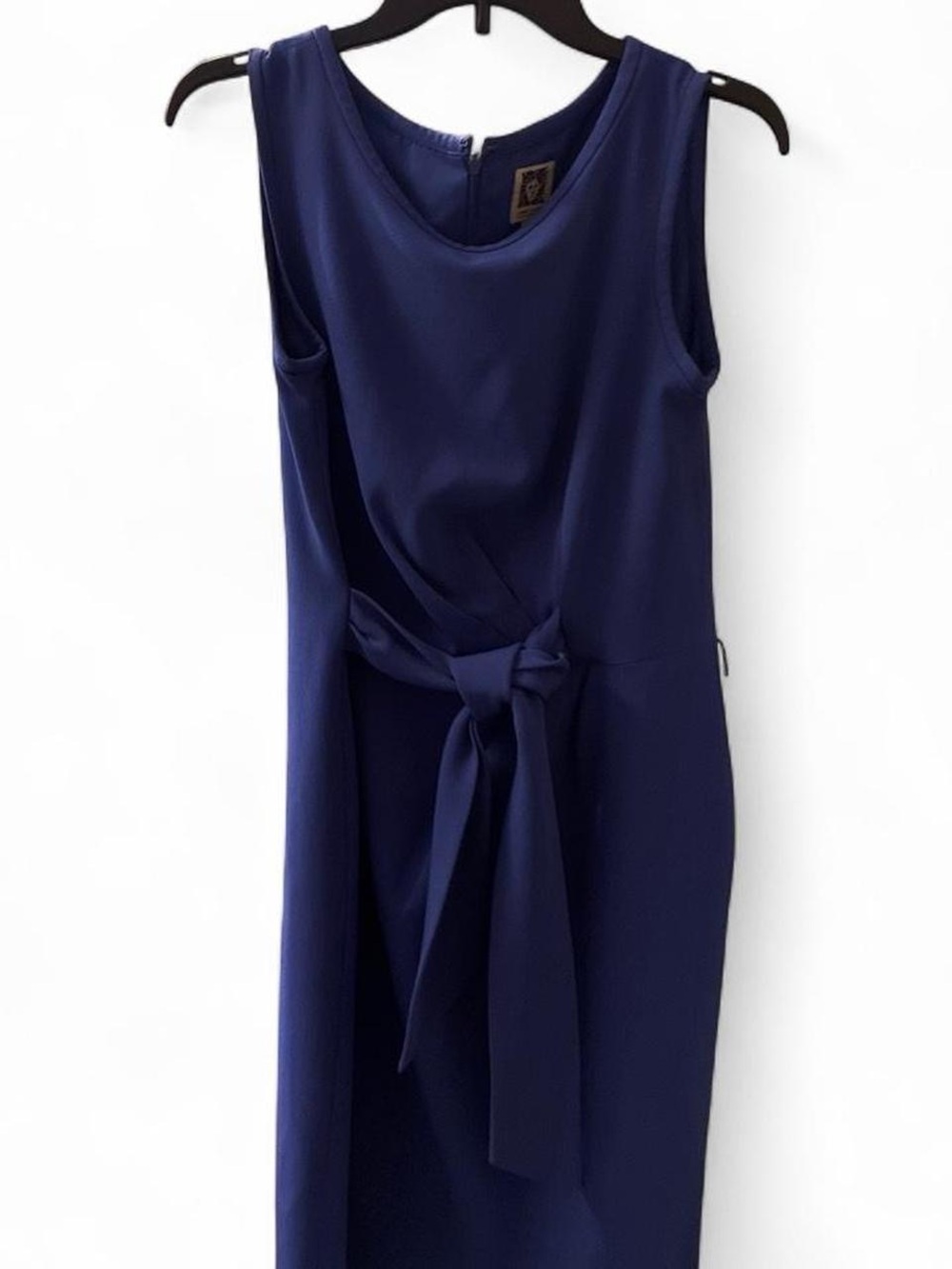 Anne Klein Sleeveless Navy Tie-Waist Dress